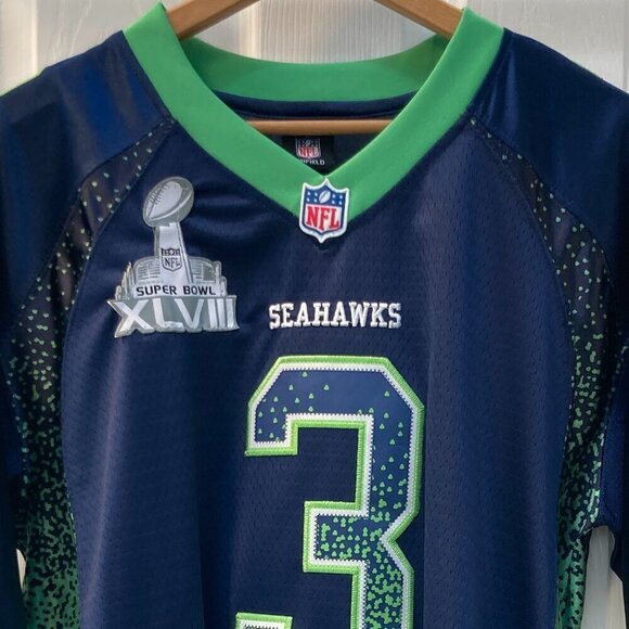 Russell Wilson Super Bowl 48 NFL Nike Onfield Football Jersey Size 40 M/L - Picture 2 of 7